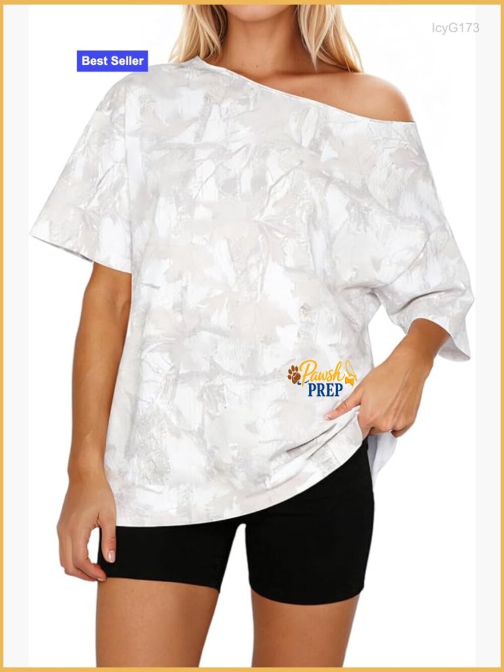 Off Shoulder Camo T-Shirt Oversized Boat Neck Summer Tee